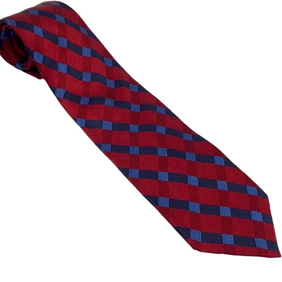 Croft & Barrows 💯% Silk Red & Blue Tie - Picture 4 of 5
